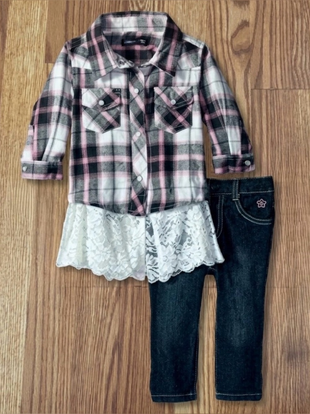 Limited Too Girls 2-Piece Plaid Flannel Tunic & Pants Set